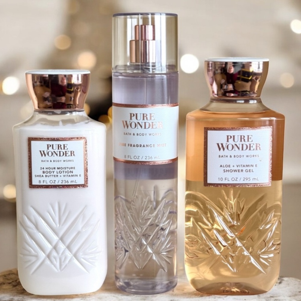 Bath & Body Works Pure Wonder Bundle Set of 3 Body Lotion Shower Gel & Fine Mist